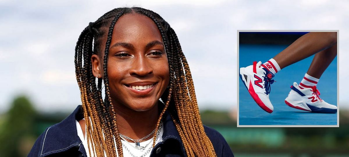 New Balance CG1 sneakers (Inset), Coco Gauff [Image source: Getty]