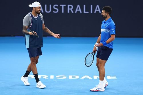 Kyrgios and Djokovic at the Brisbane International (Image Source: Getty)