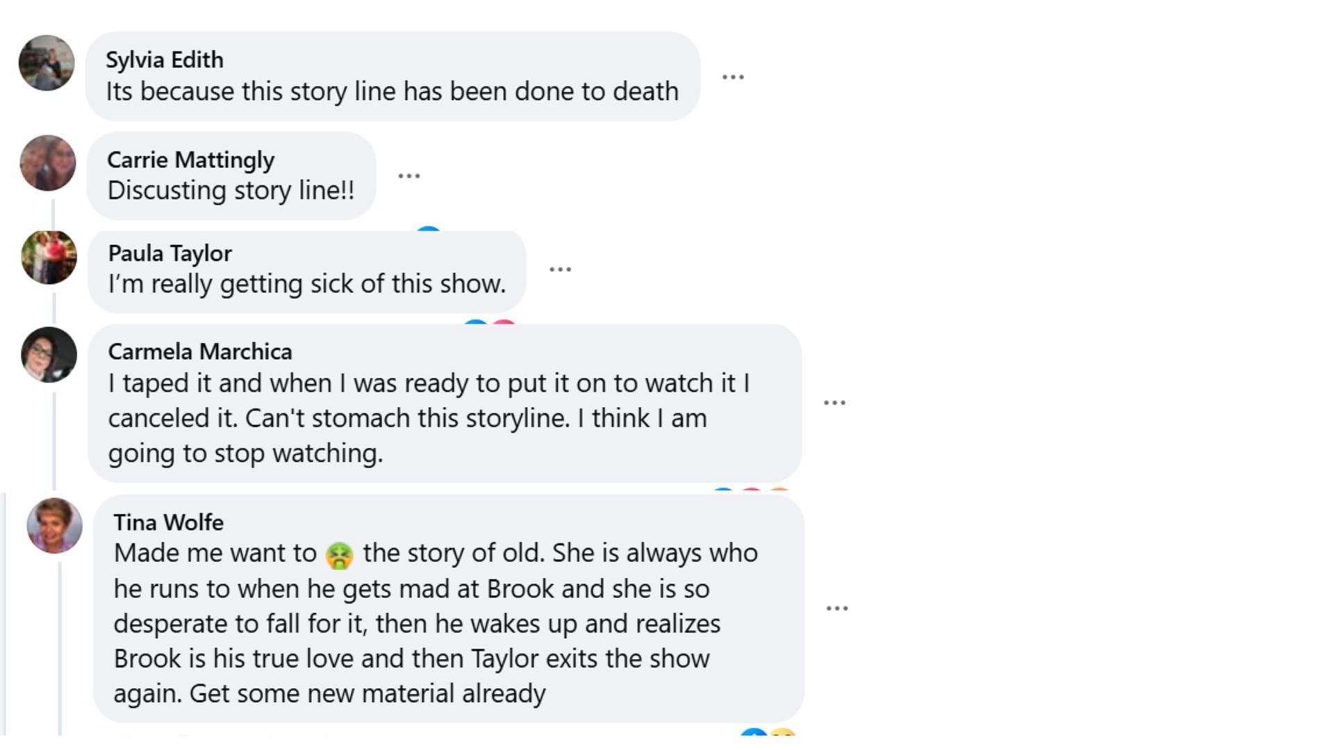 Fans dislike the storyline (Image via Facebook/@The Bold and the Beautiful)