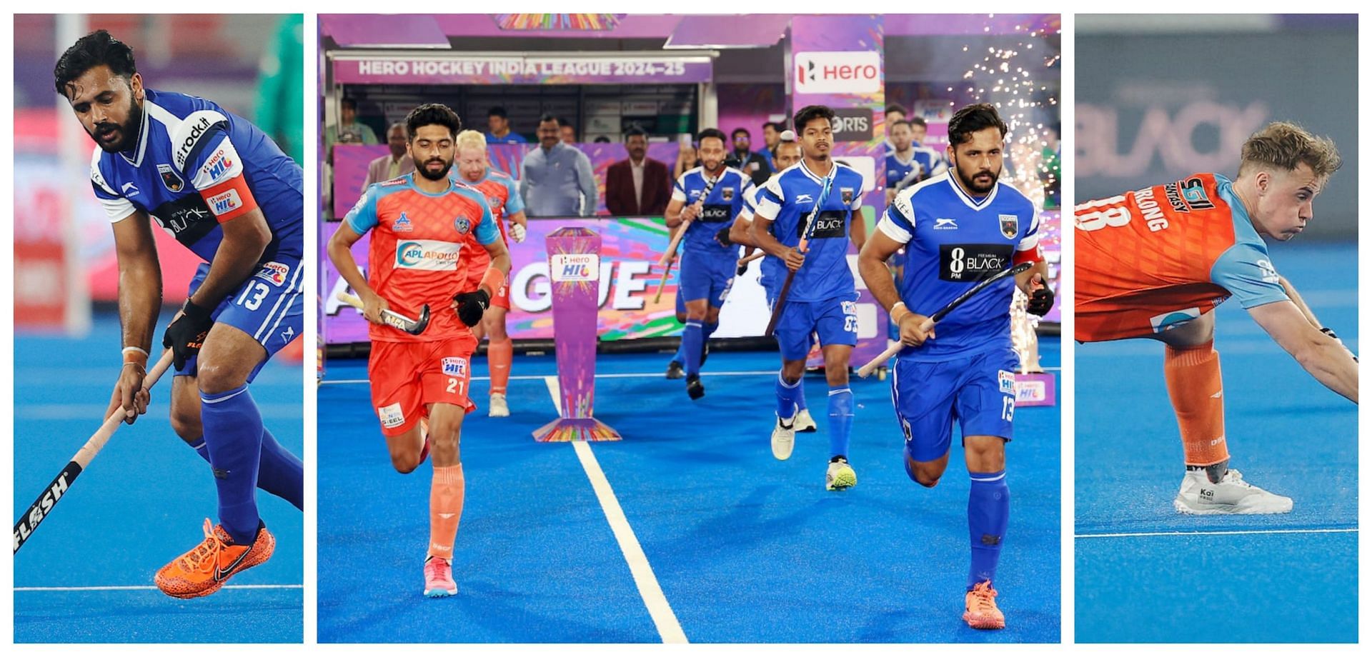 Delhi SG Pipers and Soorma Hockey Club in action on Monday - Source: Hockey India League