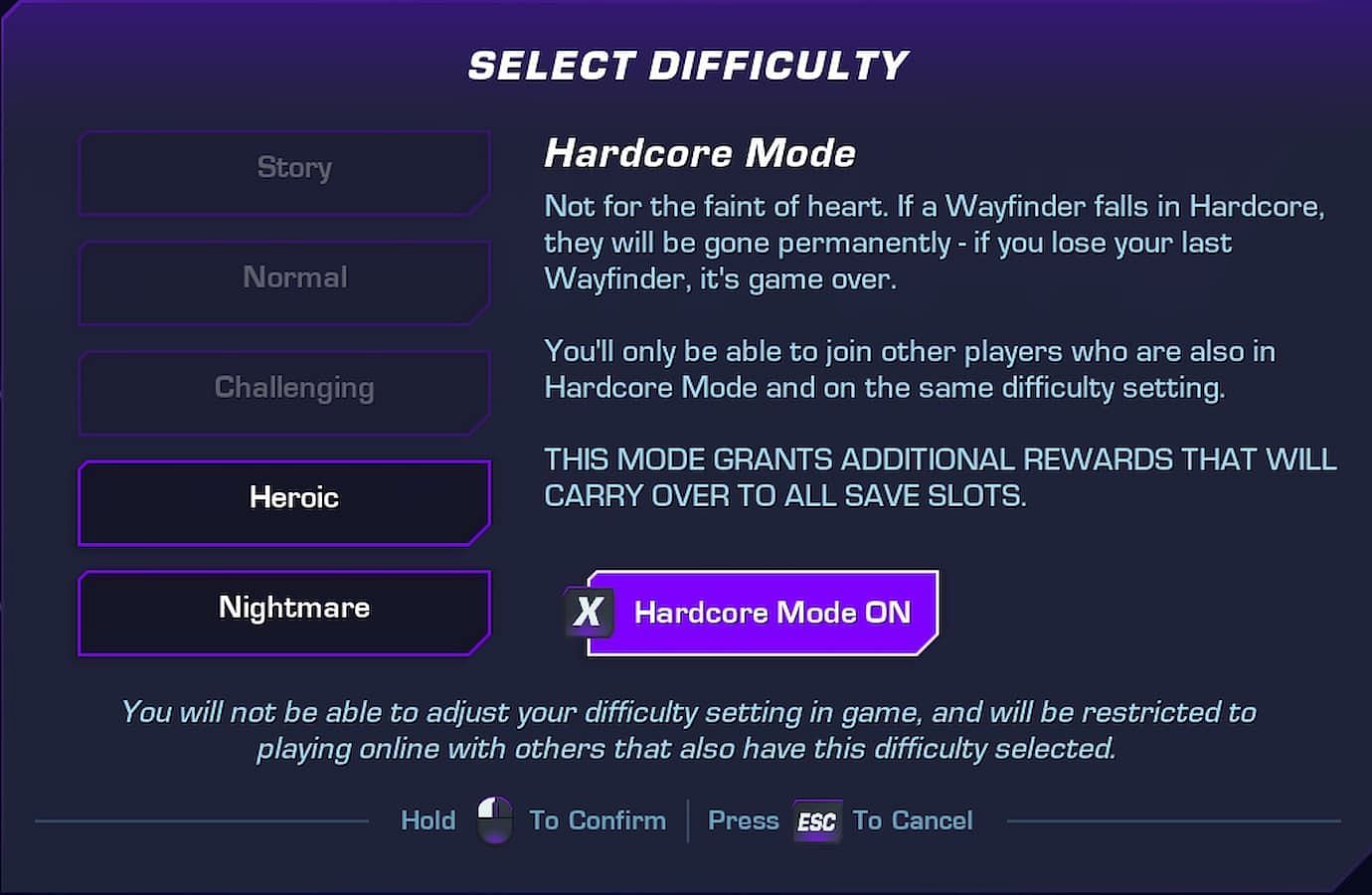 Hardcore is a toggle (Image via Airship Syndicate)