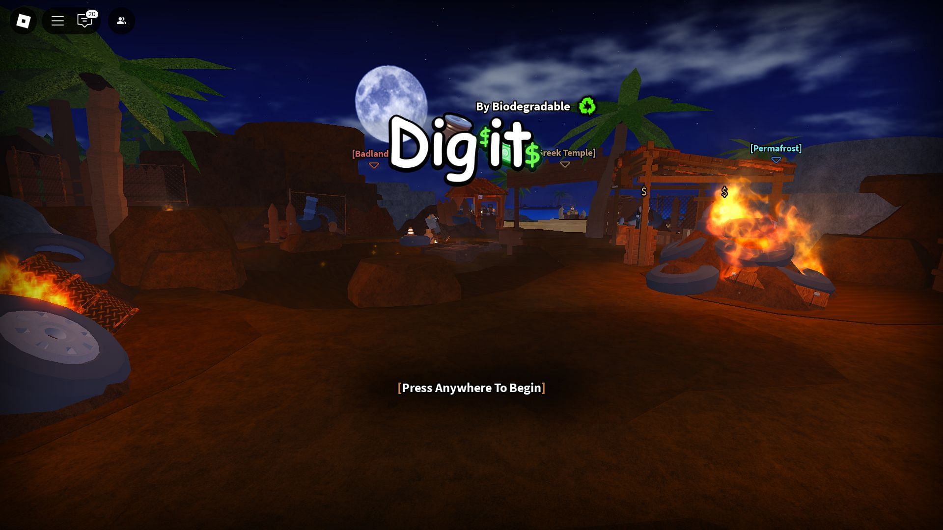 In-game title screen (Image via Roblox)