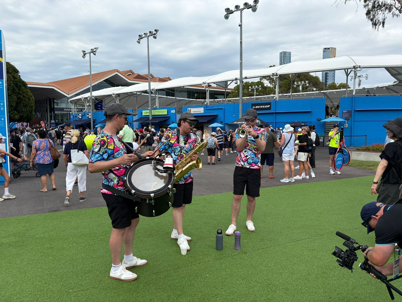 The Australian Open band entertaining fans at Melbourne Park.