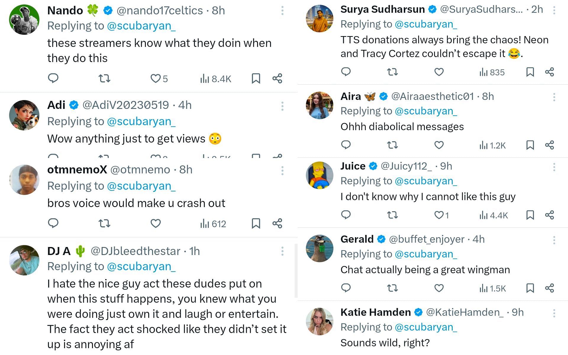 Fans react to Tracy Cortez&#039;s shocked response to an inappropriate comment. [Screenshots courtesy: @scubaryan_ on X]