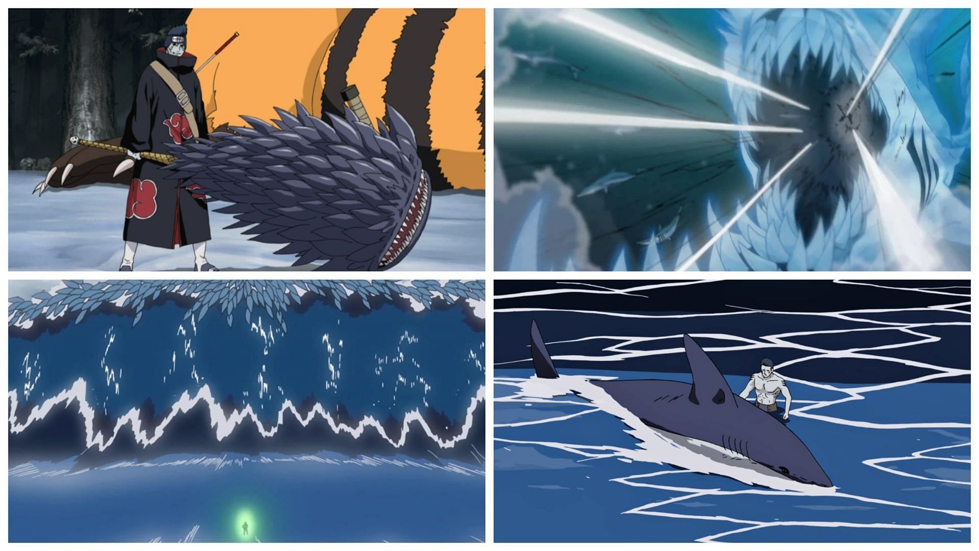 Most of Kisame&#039;s techniques are based on sharks (Image via Studio Pierrot)