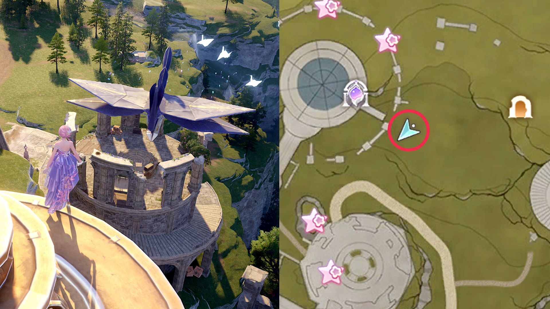 Location of the Blue Grand Crane in Florawish (Image via Infold Games)