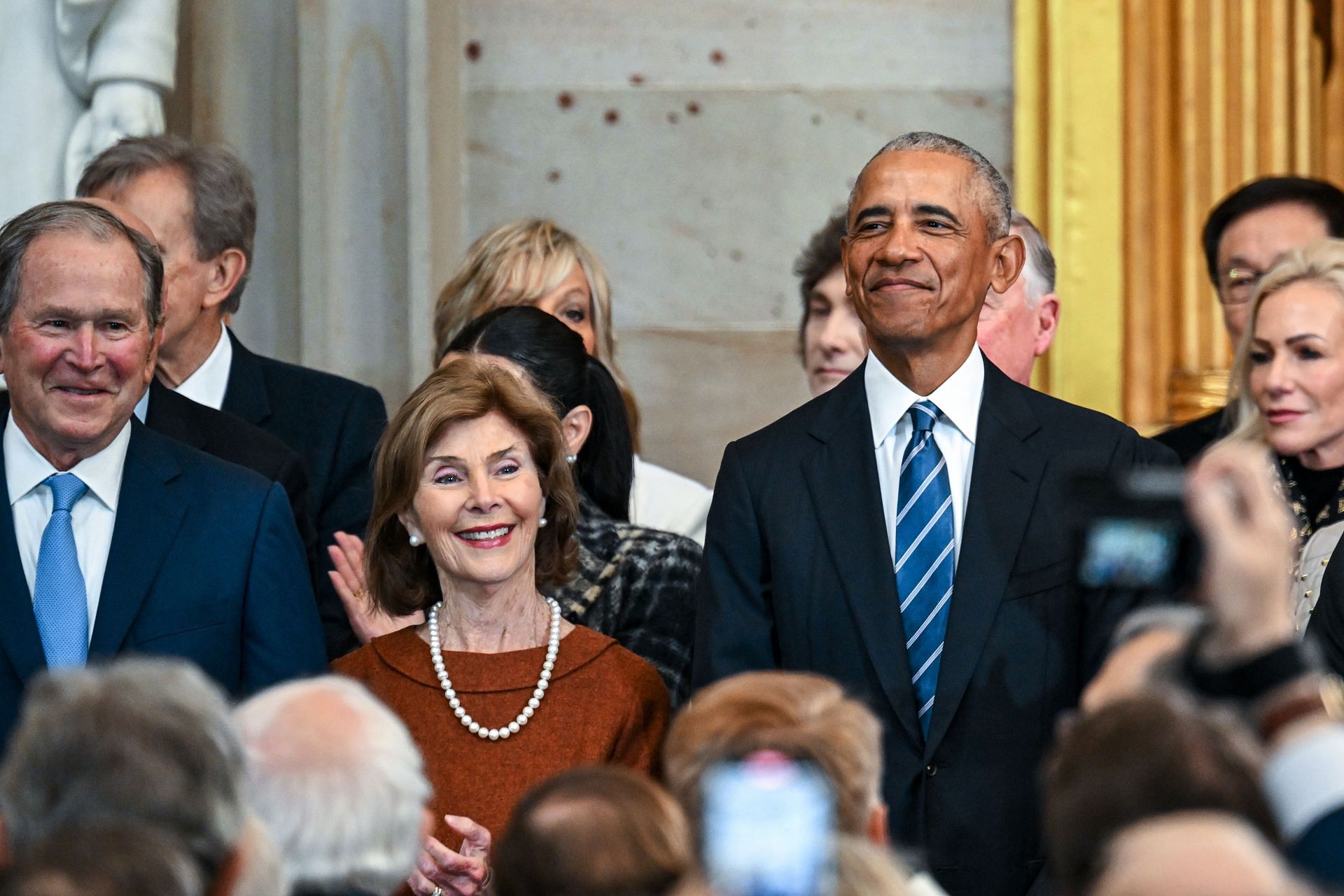 Bush and Obama were seen goofing around (Image via Getty Images)