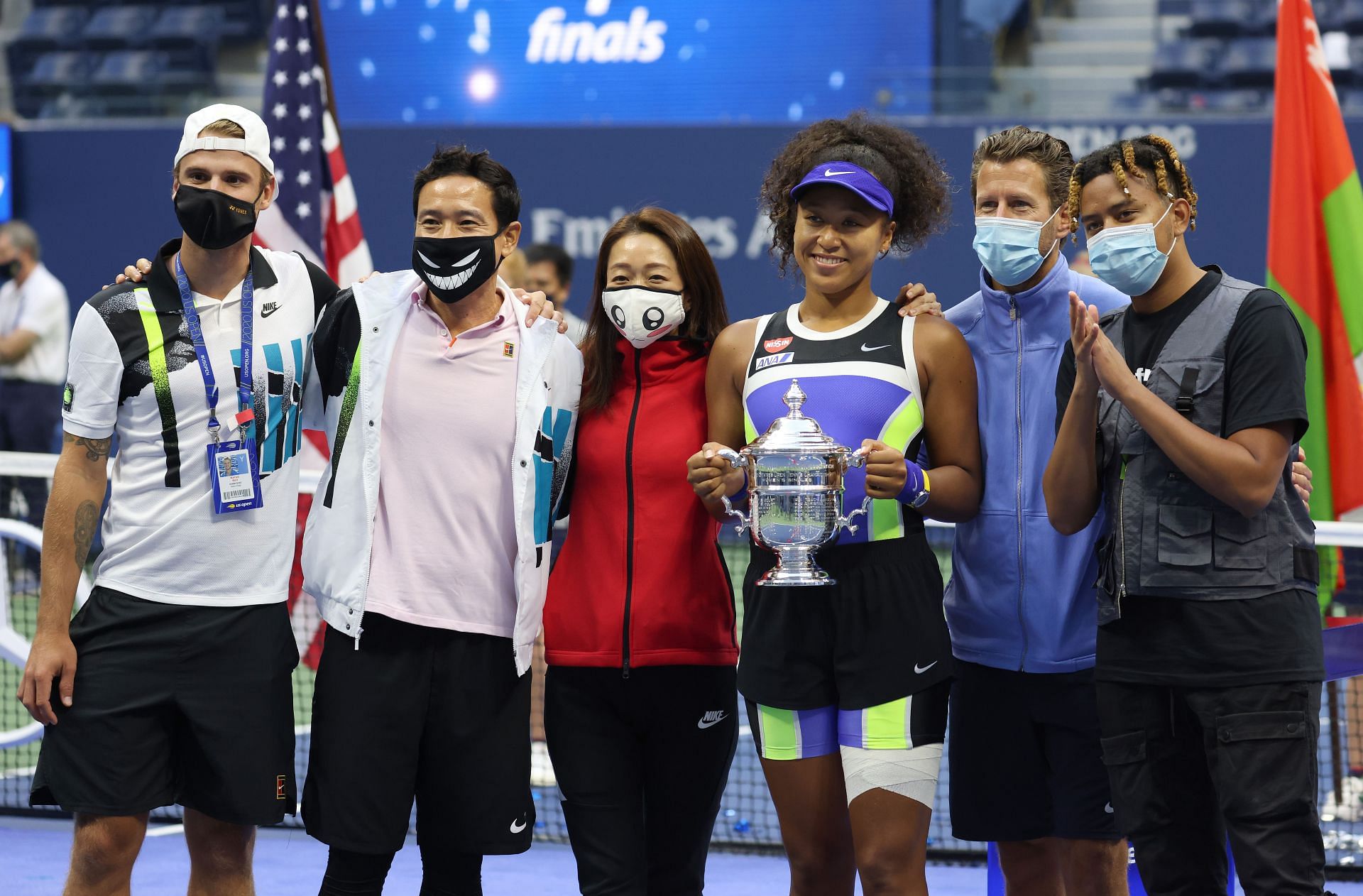 Naomi Osaka with Cordae and her team at the US Open 2020. (Photo: Getty)