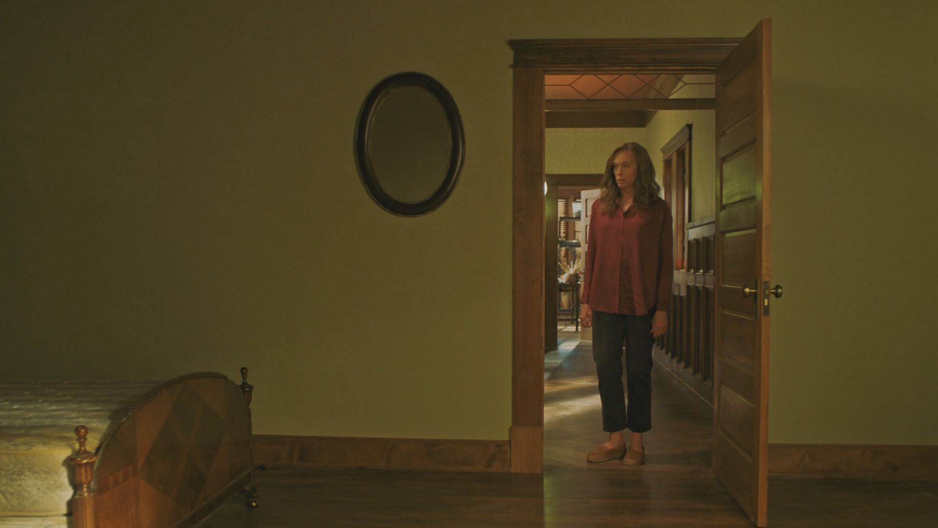 A still from Hereditary, focusing on a grieving mother. (Image via Apple TV)