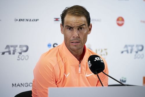 The Spaniard addressing the press at the 2024 Barcelona Open (Source: Getty)