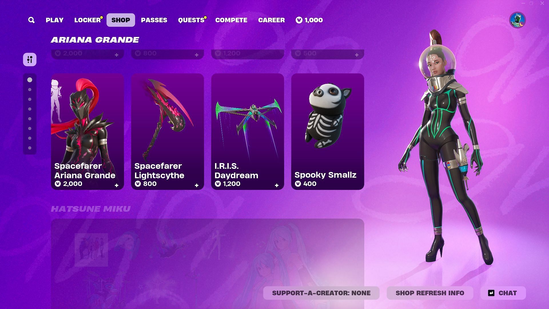 You can purchase the Spacefarer Ariana Grande skin in Fortnite separately (Image via Epic Games)