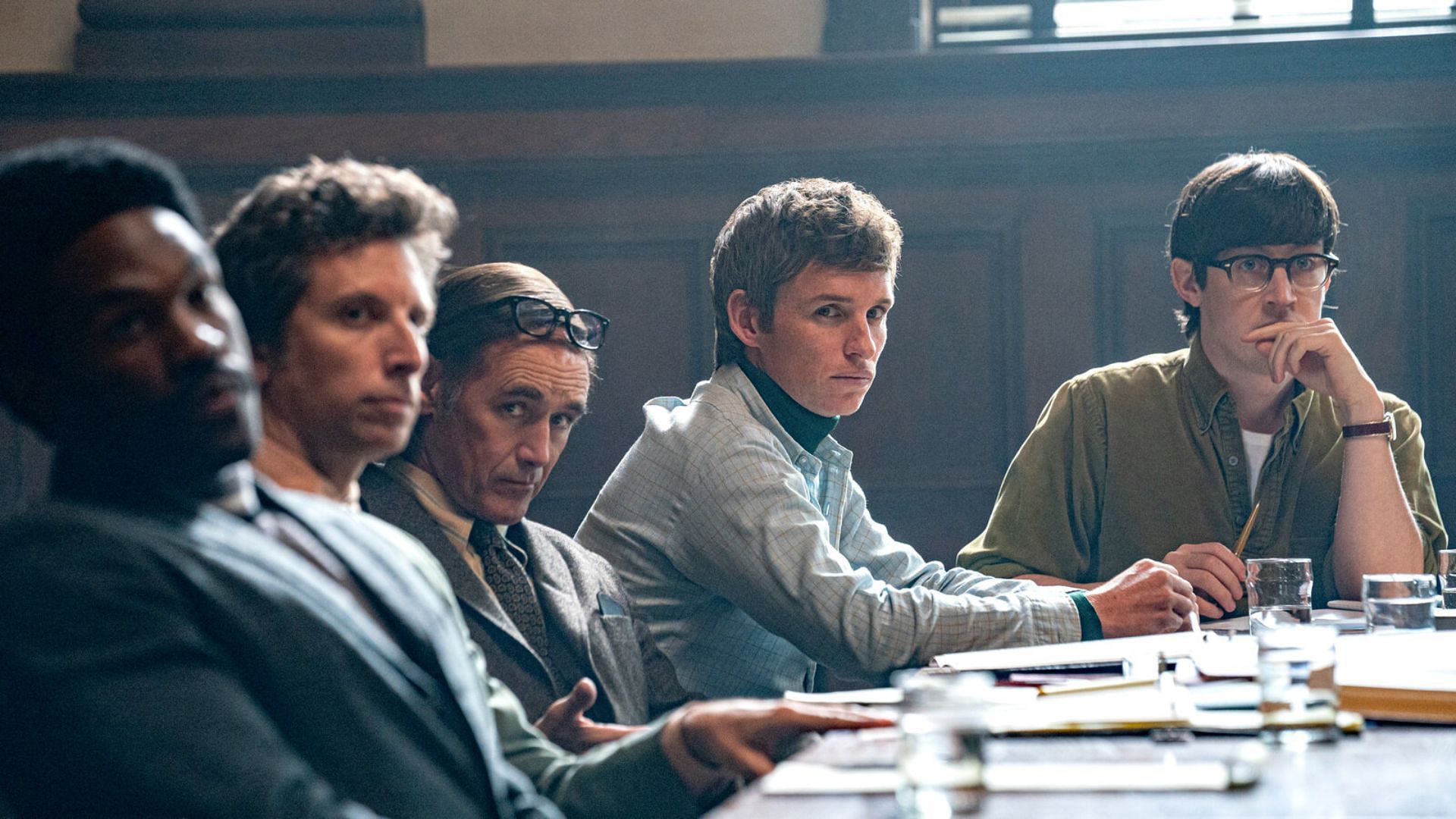 A still from The Trial of the Chicago 7 (Image via Netflix)