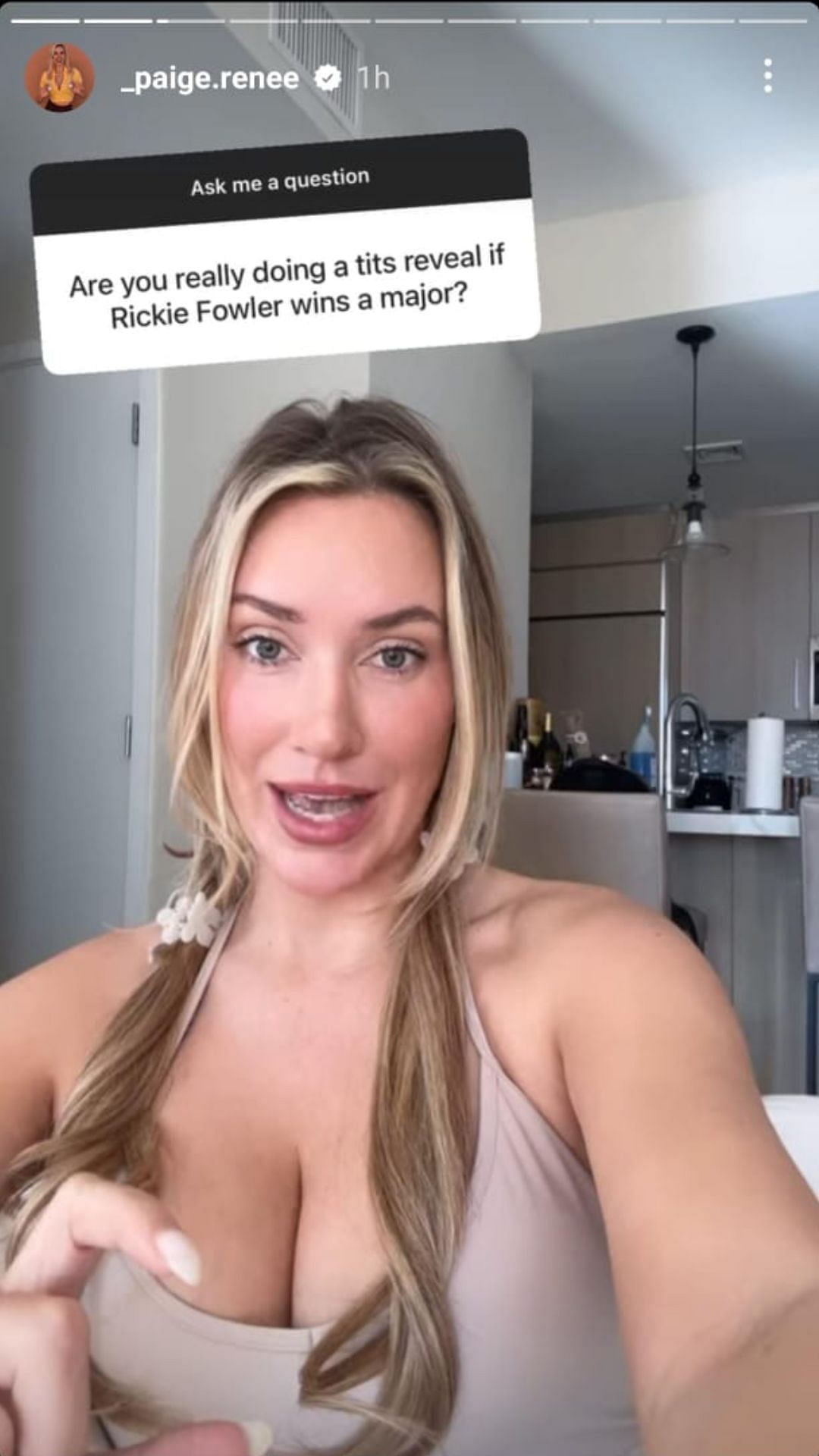 Paige Spiranac responds to the fan&#039;s query on her story - Source: via @_paige.renee on Instagram