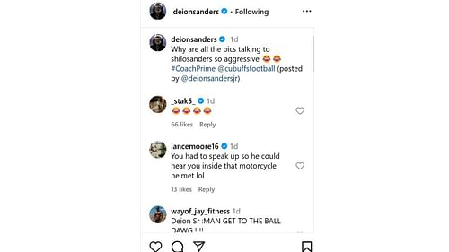 Stephen Jackson, Tim Duncan's former teammate, reacts to Deion Sanders' IG photos featuring Shilo Sanders. [photo: @deionsanders/IG]