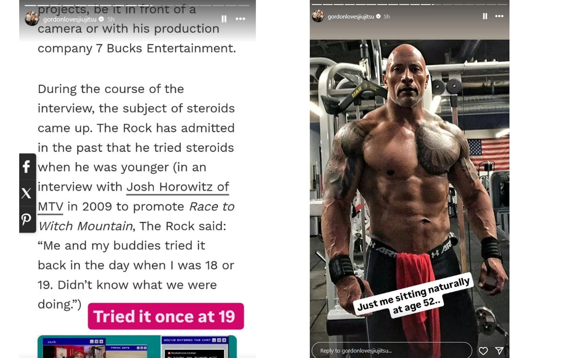 Screenshot of Ryan's post aimed at "The Rock'