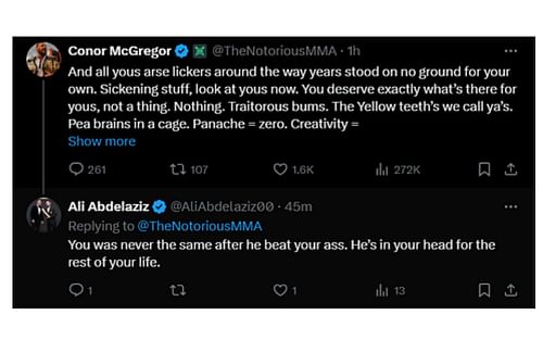 Screenshot of Ali Abdelaziz's X post. [Image courtesy: @AliAbdelaziz00 and @TheNotoriousMMA on X]
