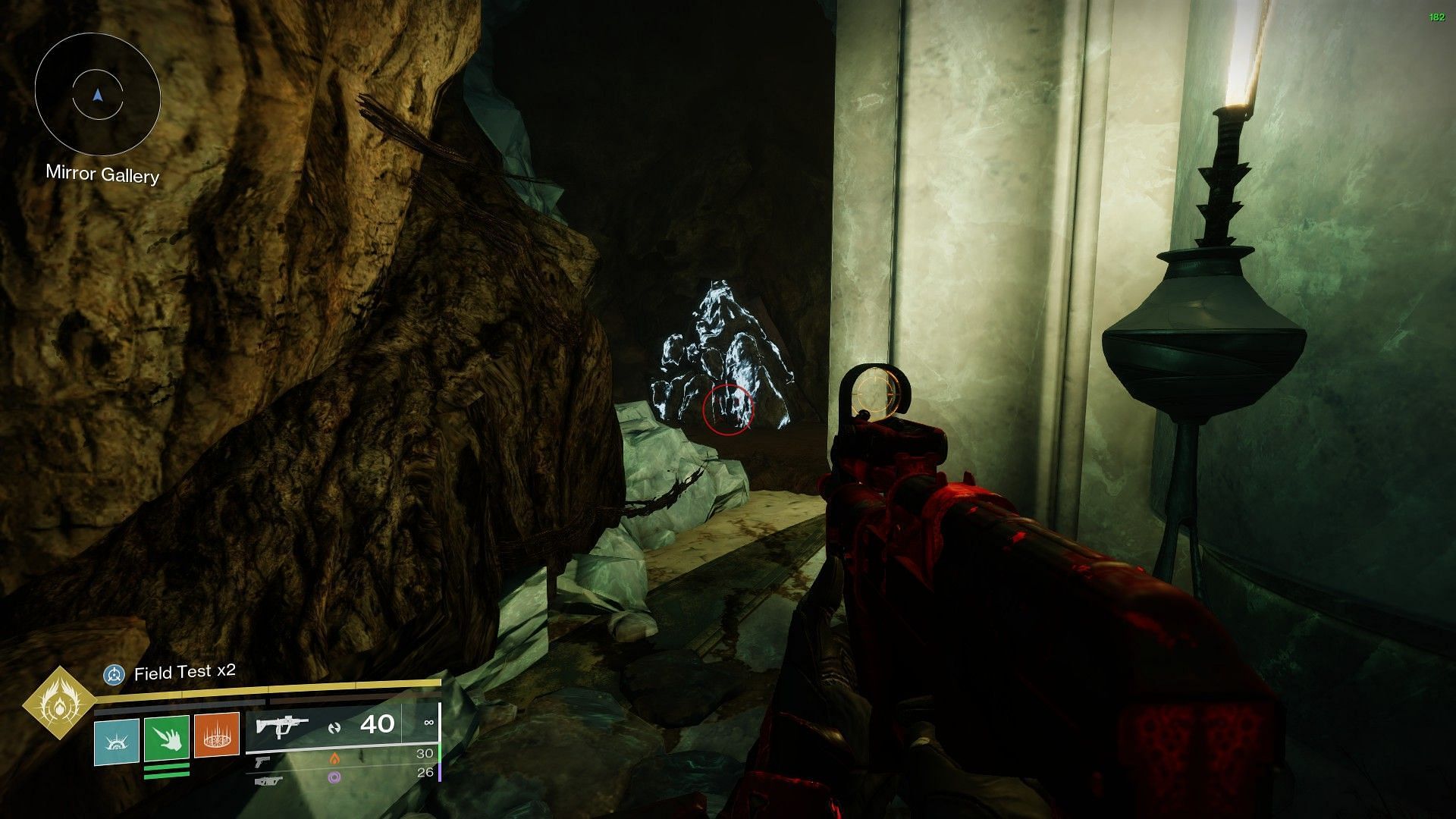 Glowing rock blocking the pathway (Image via Bungie)