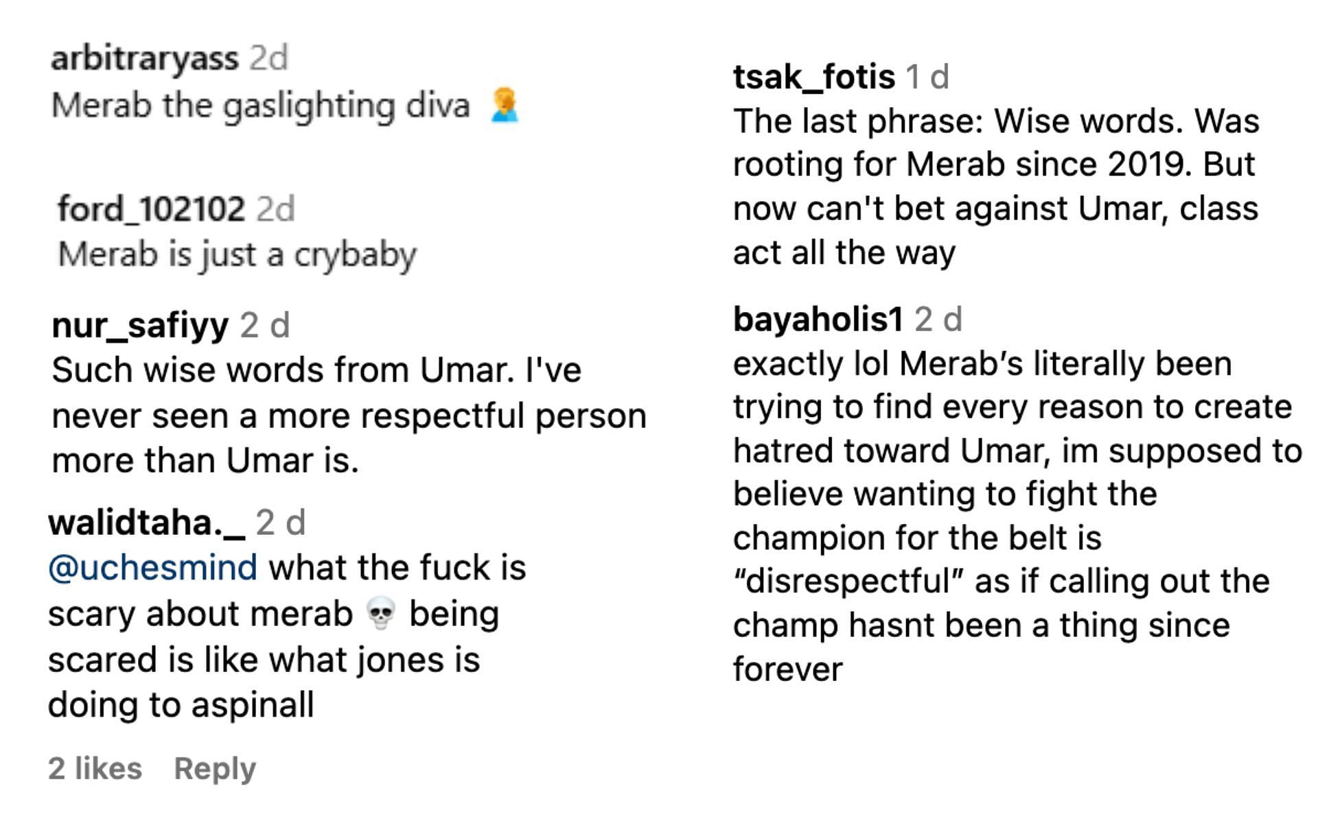 Fans react after Umar Nurmagomedov&#039;s latest response to Merab Dvalishvili [Screenshot courtesy @redcorner.mma via Instagram]