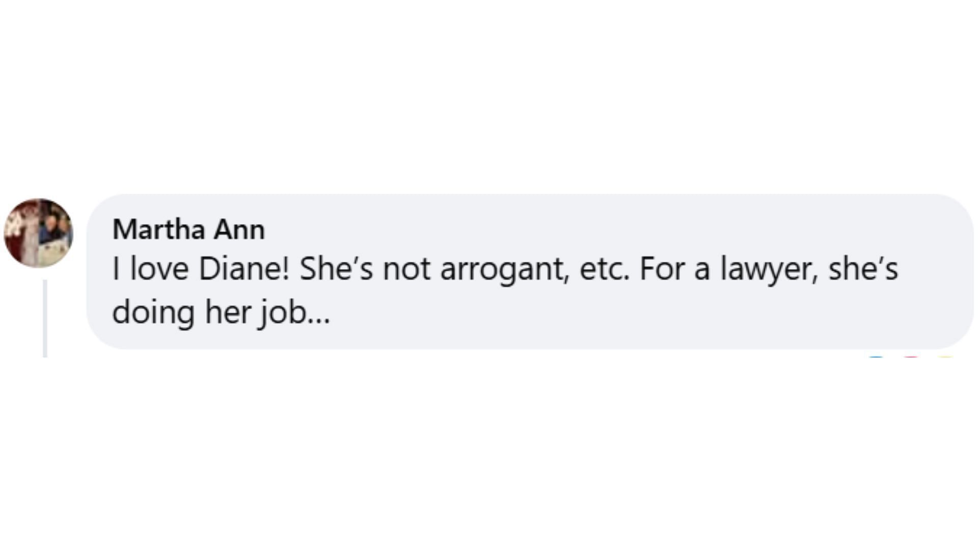 A fan comment about Diane Miller (Image via Facebook/@General Hospital Fans-Official)