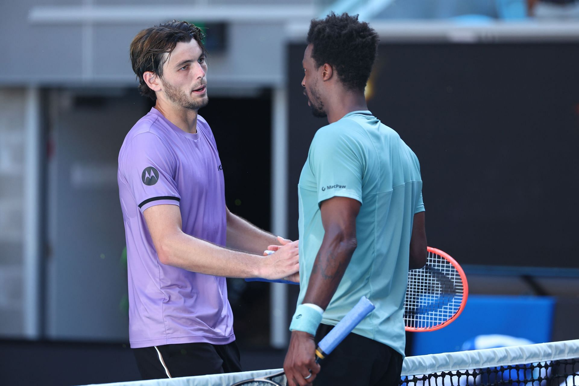 Taylor Fritz (L) and Gael Monfils at the 2025 Australian Open - Source: Getty