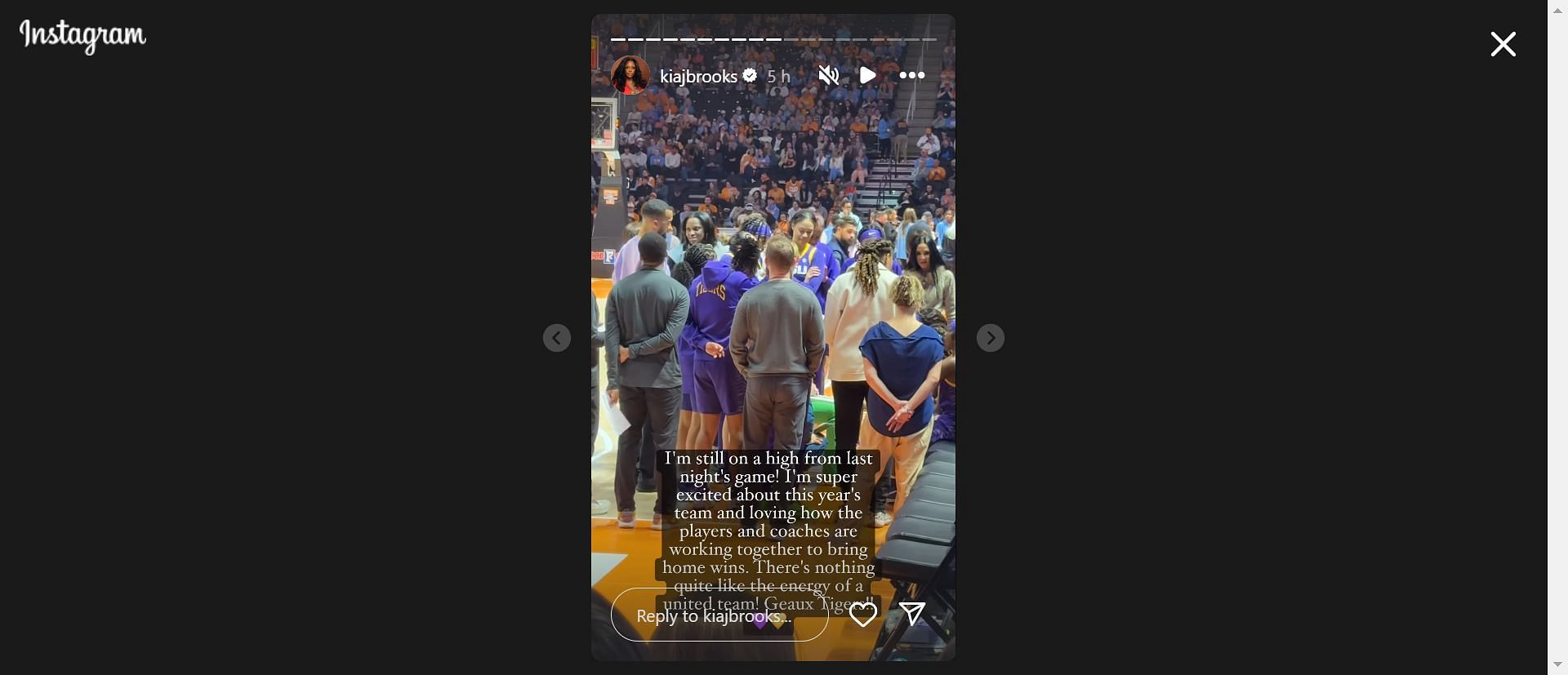 Flau&#039;jae Johnson&#039;s mother, Kia Brooks lauded the spirit of college basketball on her Instagram story. (Source: https://www.instagram.com/stories/kiajbrooks/3542520762674439718/)