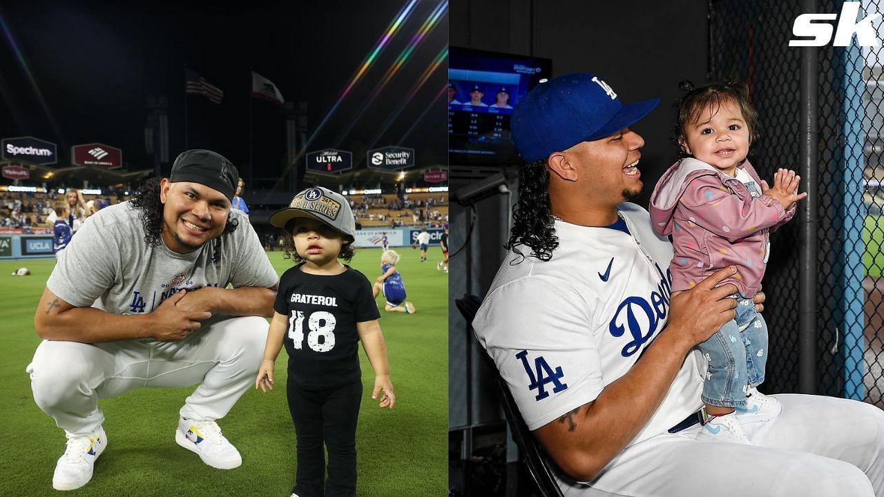 Brusdar Graterol honors LA Fire Department&rsquo;s heroic wildfire efforts with daughter Aria rocking LAFD cap on NFL game night. Credit: Brusdar Graterol/Instagram