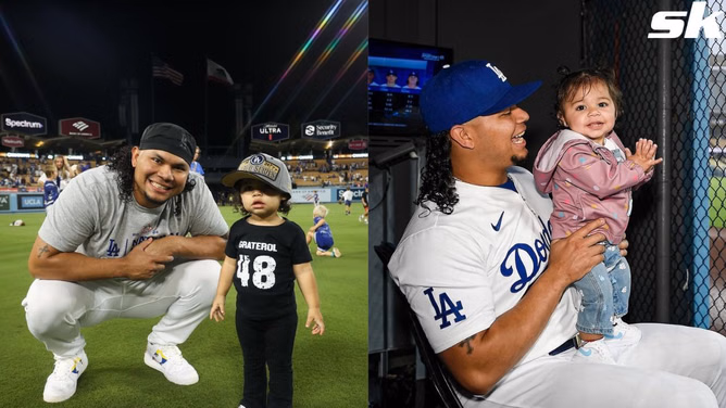 Brusdar Graterol honors LA Fire Department’s heroic wildfire efforts with daughter Aria rocking LAFD cap on NFL game night