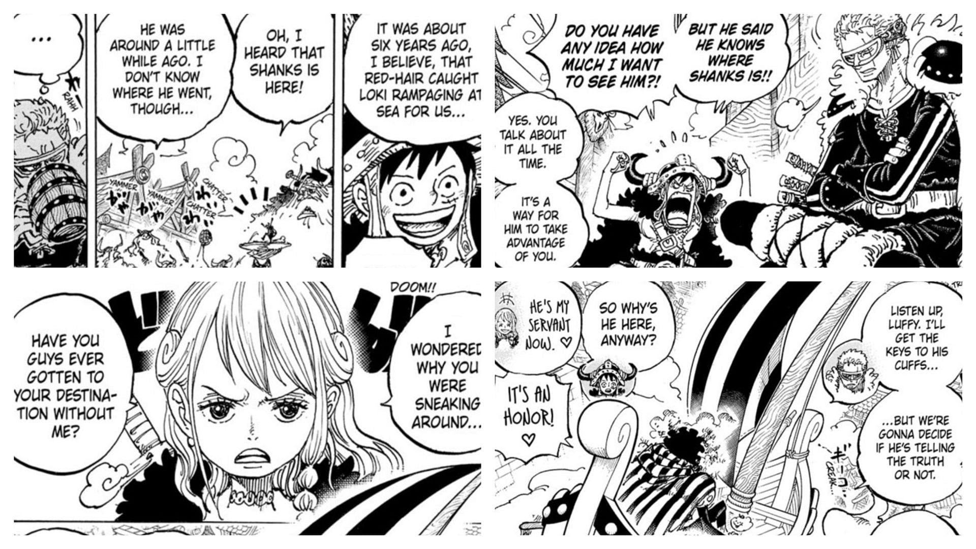 Luffy, Zoro, and Nami in One Piece chapter 1136 (Image via Shueisha)