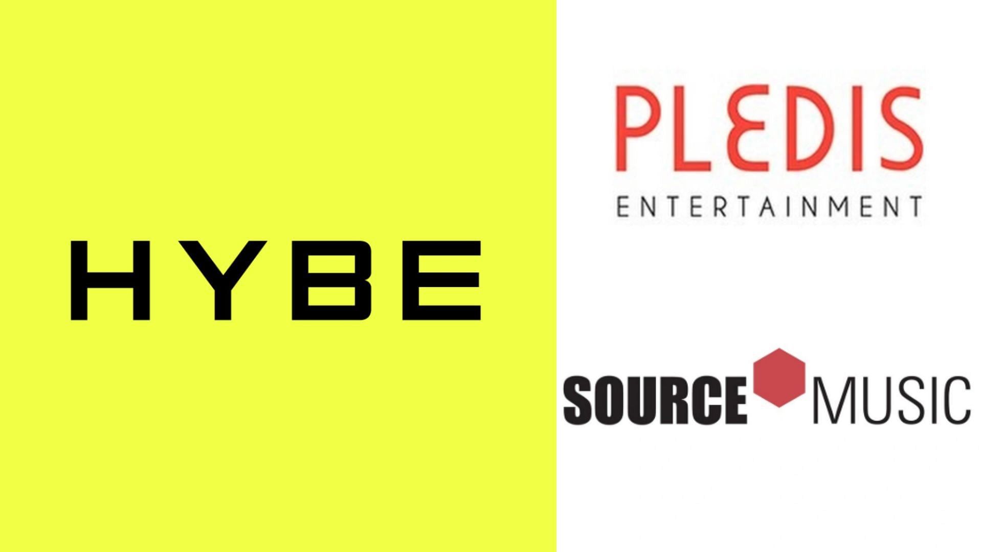 Source Music and Pledis are subsidiaries of HYBE (Image via @pledisnews, @hybeofficialtwt, and @SOURCEMUSIC/X)