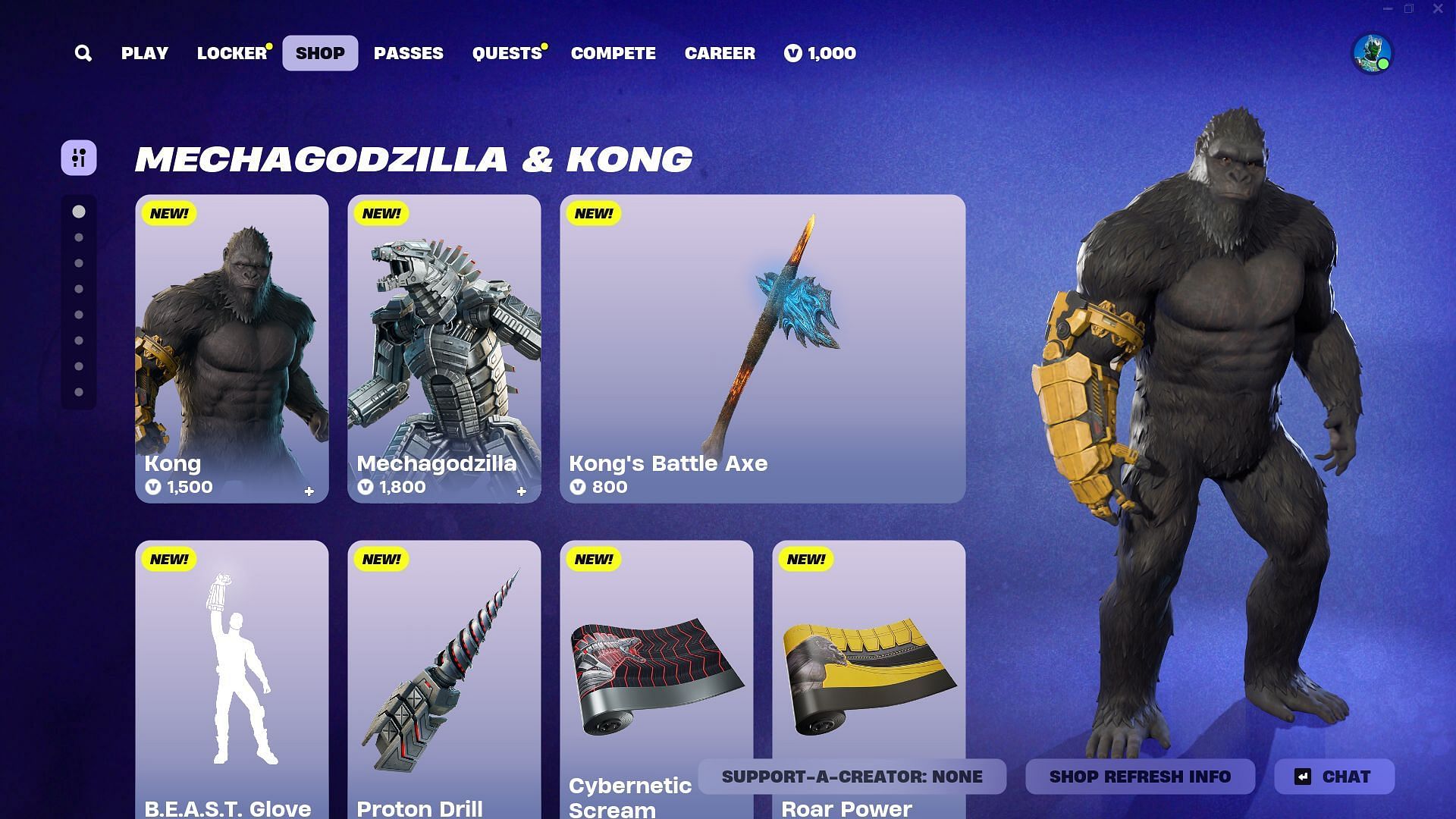 You can now purchase the Mechagodzilla and Kong skins in Fortnite separately (Image via Epic Games)