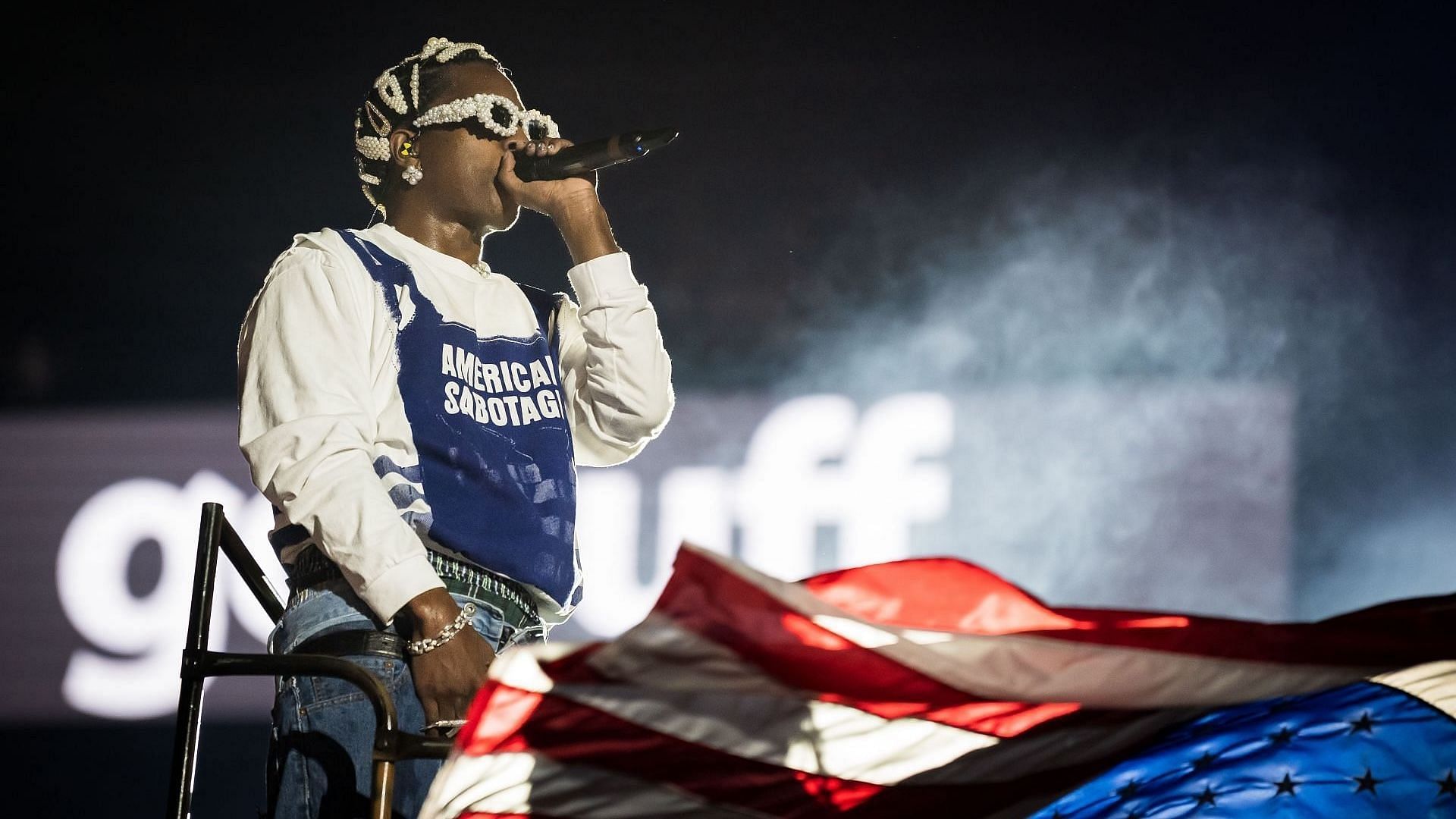 American rapper A$AP Rocky performs onstage during day three of Rolling Loud Miami at Hard Rock Stadium on July 23, 2023, in Miami Gardens, Florida. (Image via Getty/Jason Koerner)