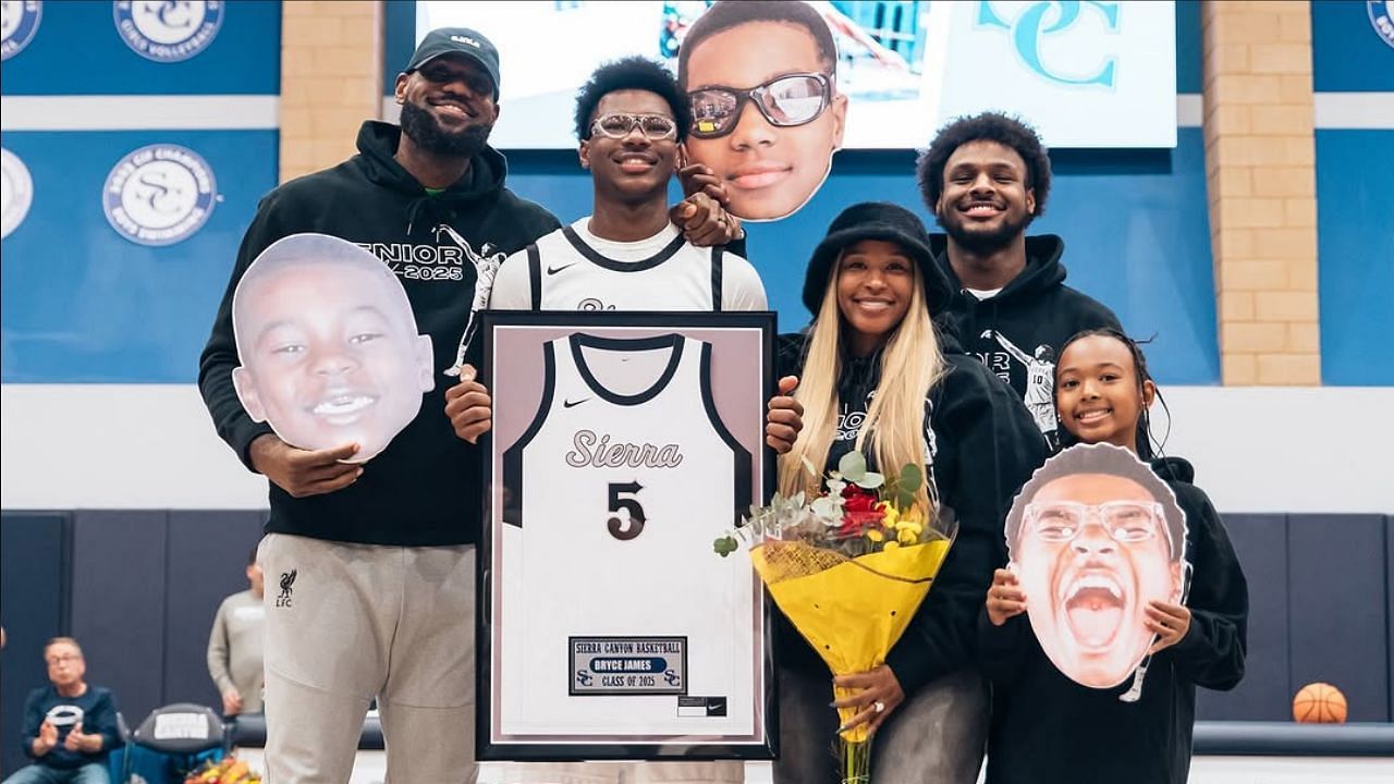 LeBron James drops 5-word reaction as son Bryce James sizzles on Senior Night (Image Credits: @bryce_m_james and @davidregoso on Instagram)