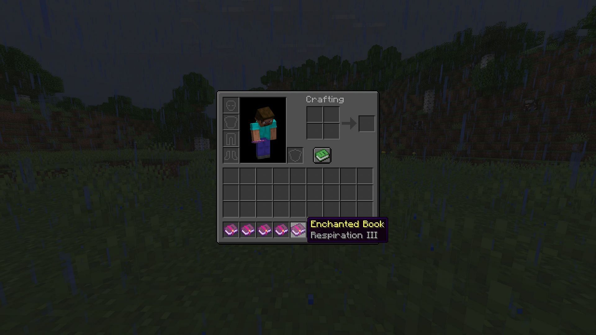 Respiration enchantment allows players to breathe for longer underwater (Image via Mojang Studios)