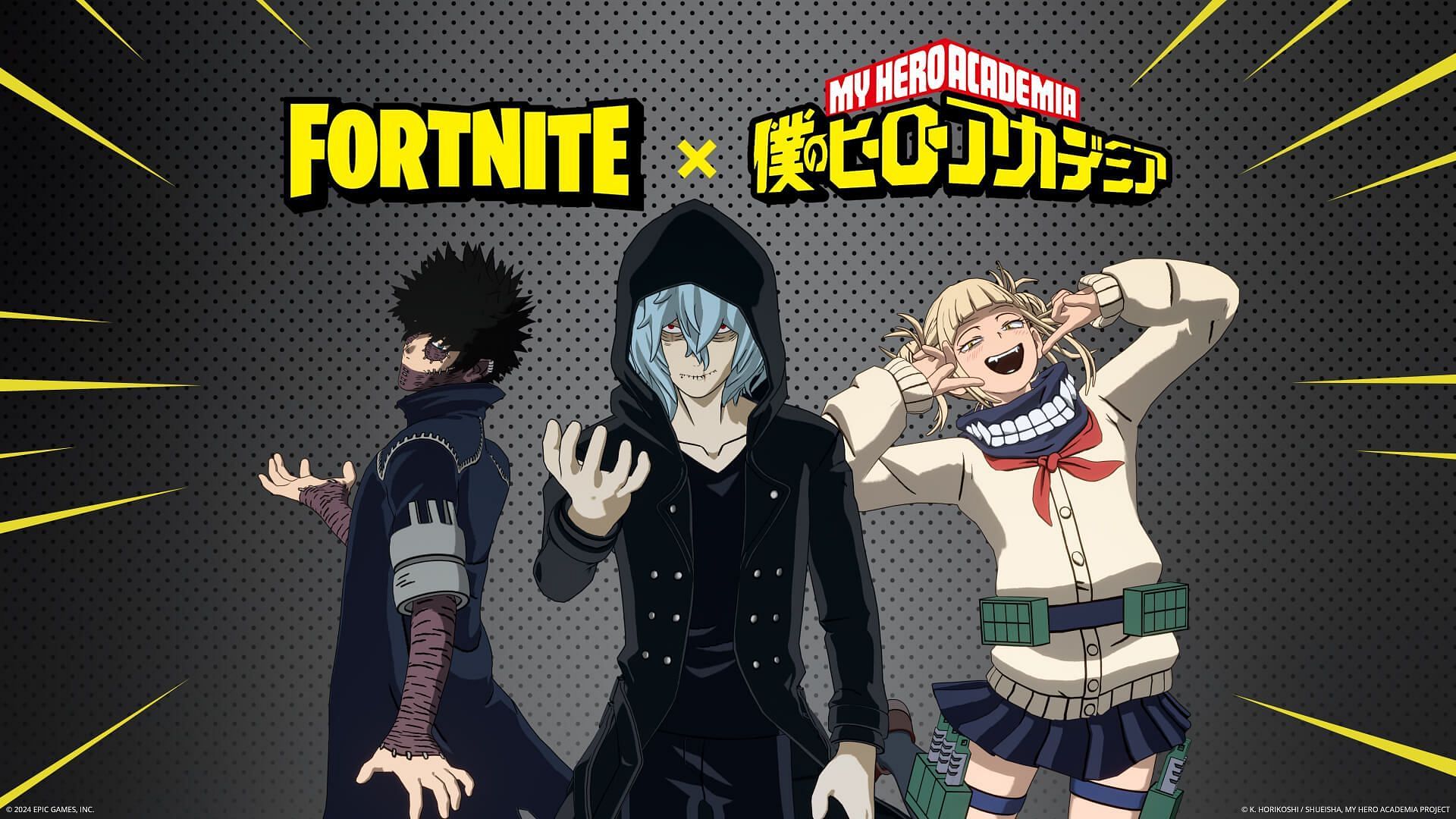 The Himiko Toga, Tomura Shigaraki, and Dabi (My Hero Academia) skins are now in Fortnite (Image via Epic Games)