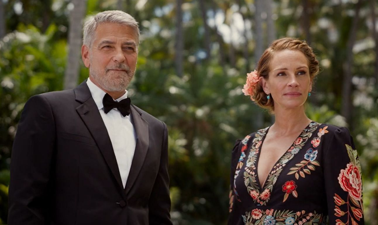 George Clooney and Julia Roberts in Ticket to Paradise. (Image via Prime Video)