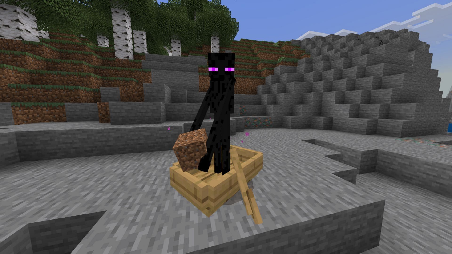 Enderman will no longer teleport while being stuck in a boat or minecart (Image via Mojang Studios)