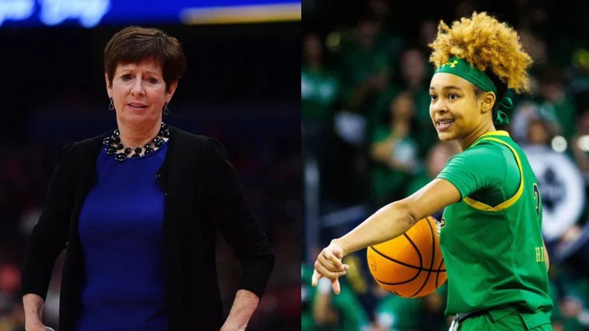 Former Notre Dame coach Muffet McGraw (left) admitted disappointment over the Hannah Hidalgo&rsquo;s (right) controversial post on Instagram (Image Source: IMAGN)