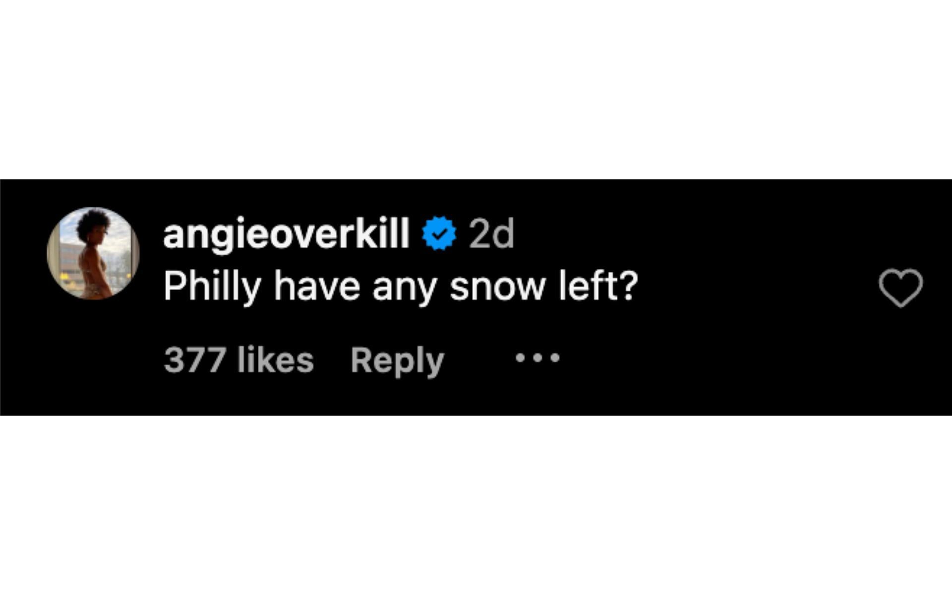 Screenshot of Angela Hill&#039;s comment to the post.