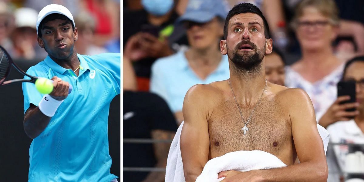 Nishesh Basavareddy (L) and Novak Djokovic | Images: Getty