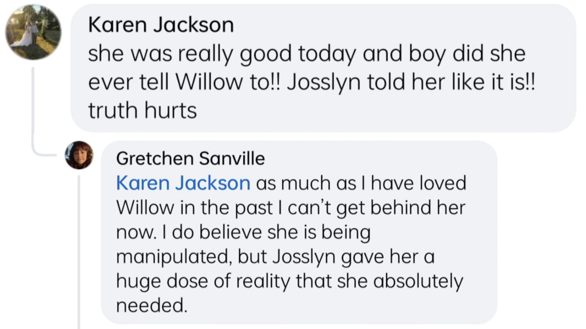 General Hospital fans comment on Josslyn&#039;s actions (Image via Facebook/@Gretchen Sanville)