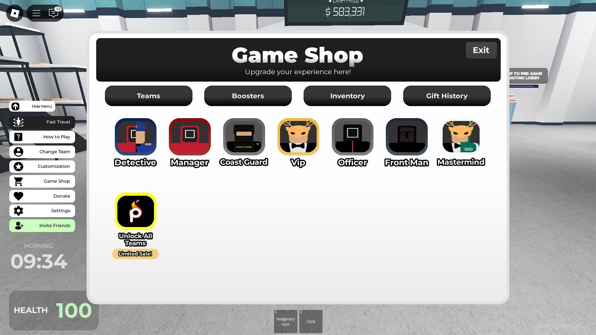 The in-game shop (Image via Roblox)