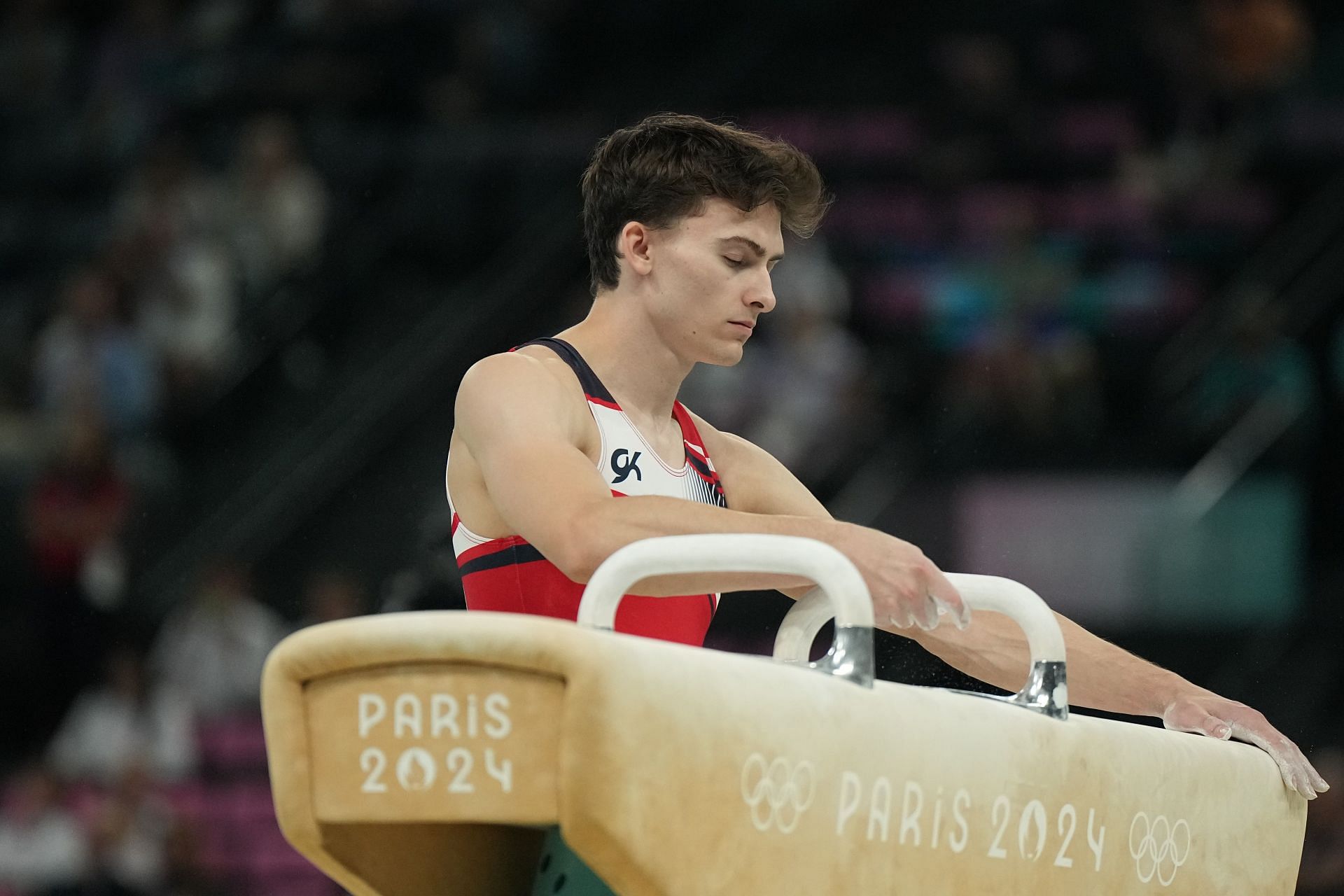 Stephen Nedoroscik prepares for his performance at the 2024 Summer Olympics - Day 8 - Source: Getty