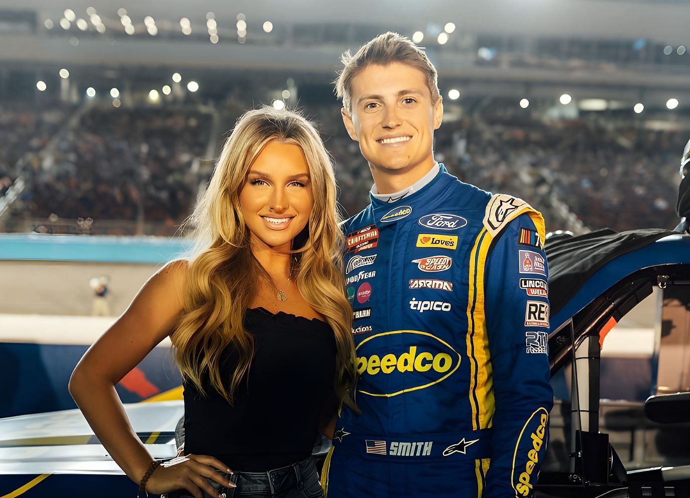 NASCAR driver Zane Smith and his wife McCall pictured during a Truck Series raceweek