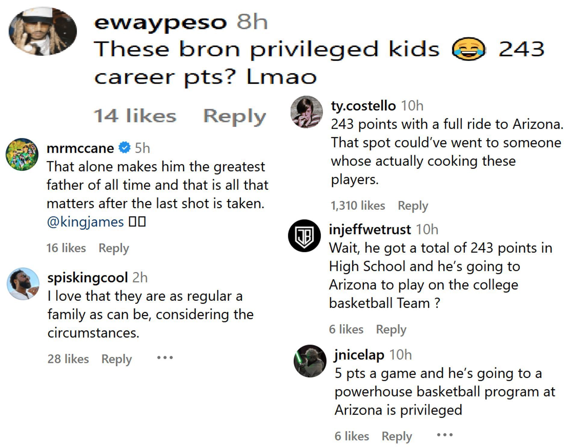 Hoops fans react to Bryce James being honored during Seniors Night (Source: Instagram/ bleacherreport)