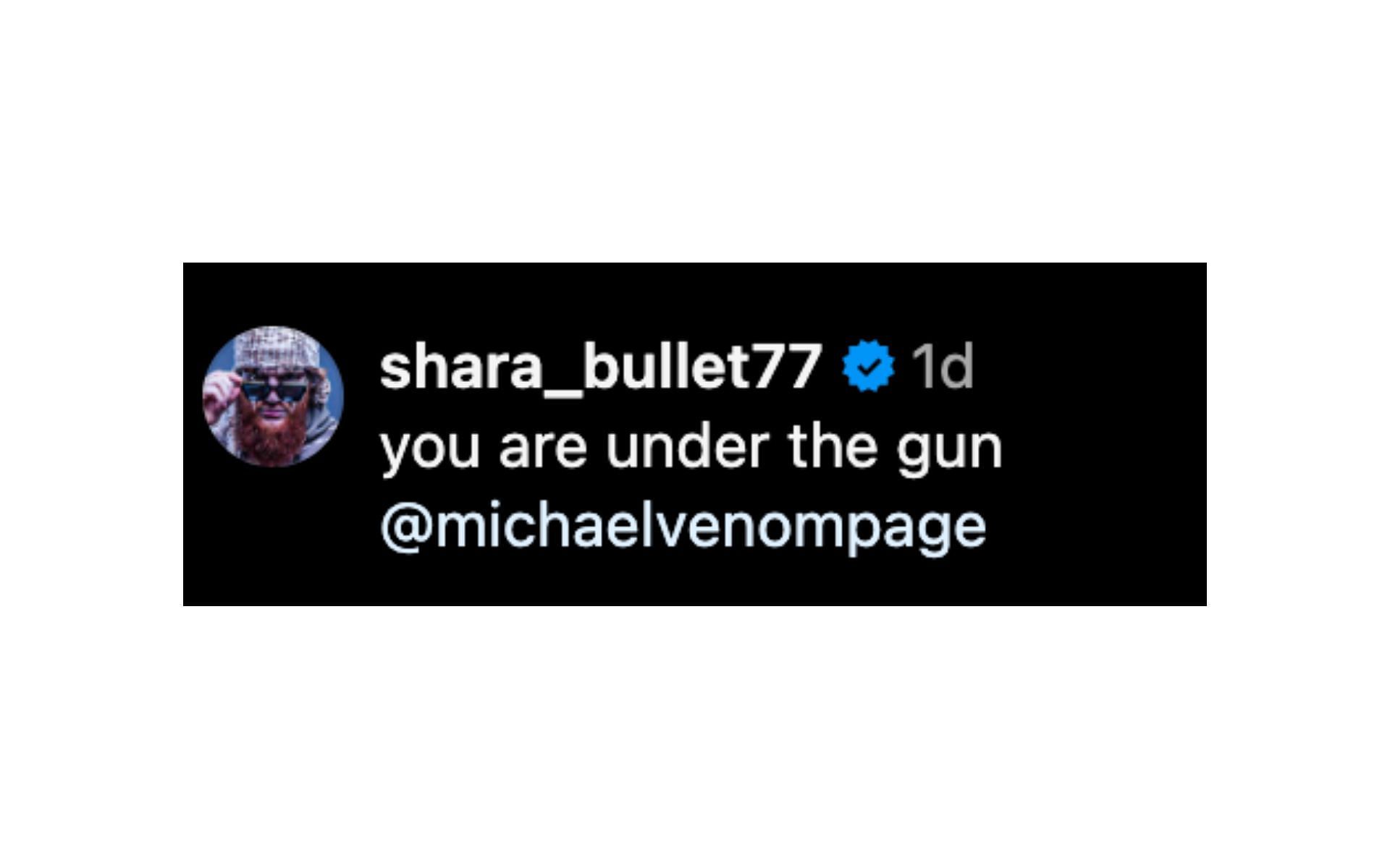 Screenshot of Shara Magomedov&rsquo;s comment. [Screenshot courtesy: @freak.mma on Instagram]