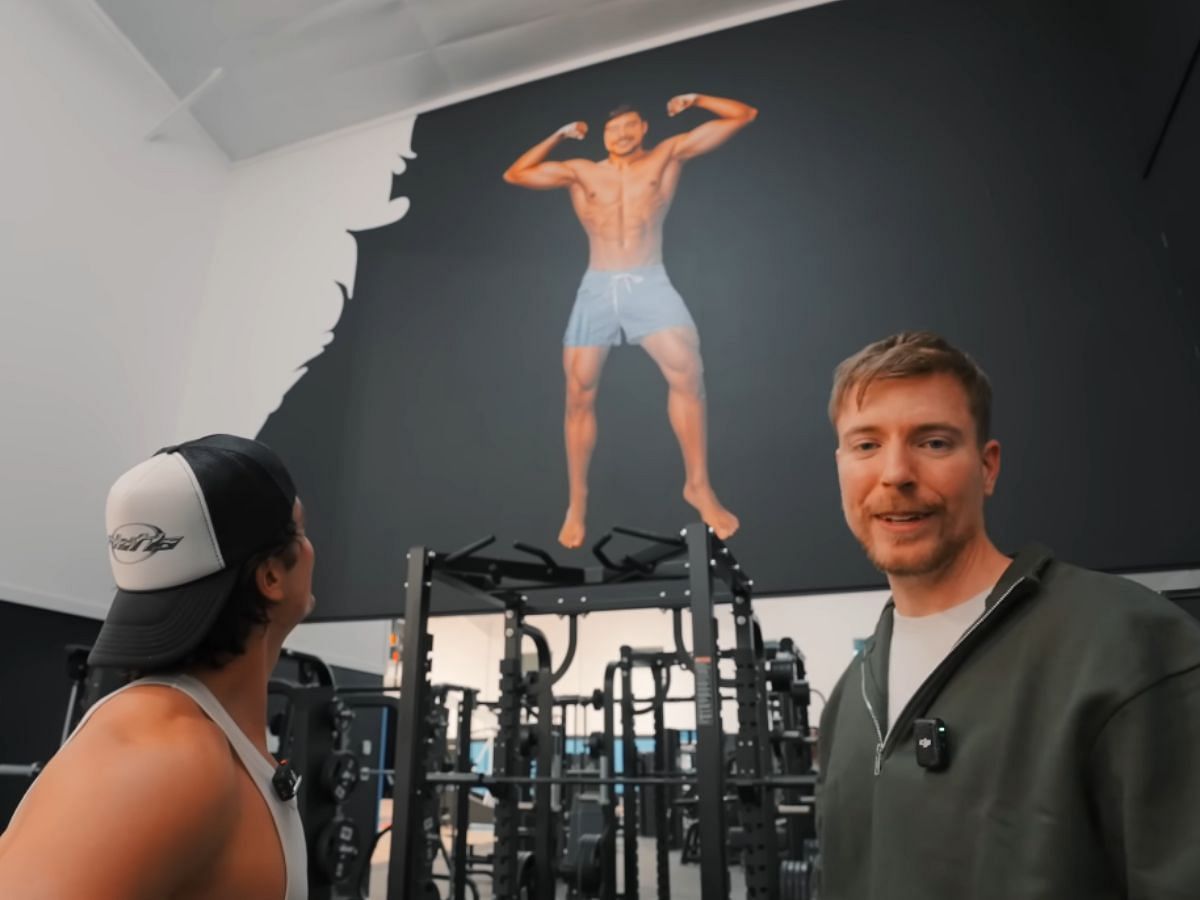 Mural of the YoTuber on the gym (Image via YouTube/@JesseJamesWest)