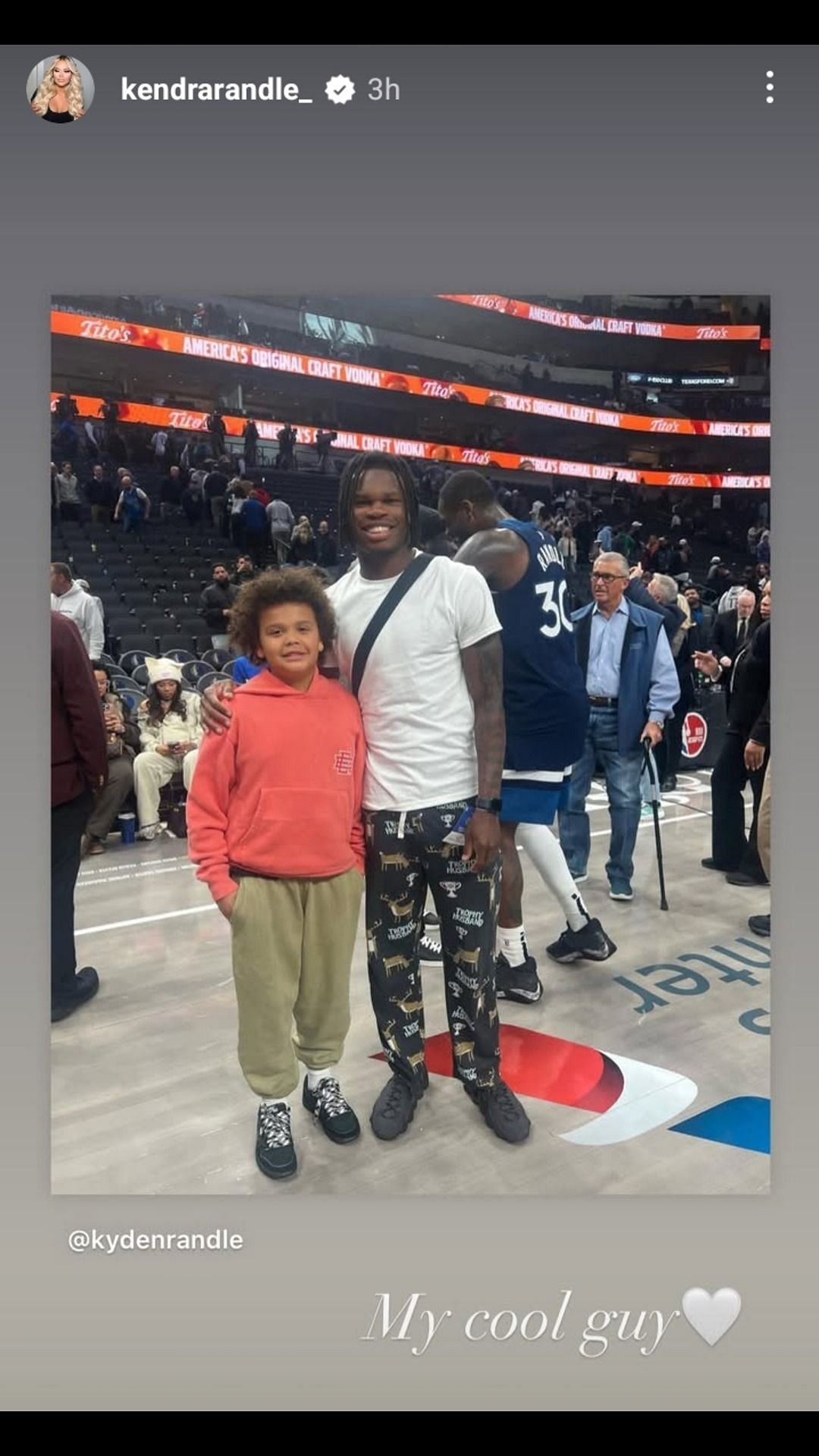 Kendra Randle shares an IG post of her son Kyden, who snapped a pic with Travis Hunter. Image source: IG.com/kendrarandle_