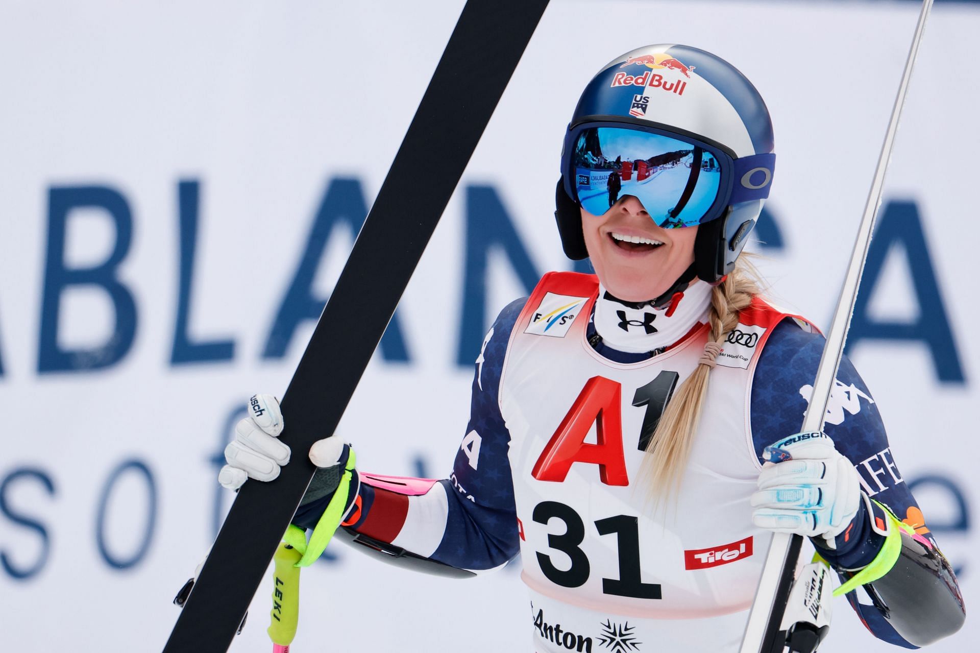 In Picture: Vonn smiling at the Audi FIS Alpine Ski World Cup - Women&#039;s Super G - (Source: Getty)