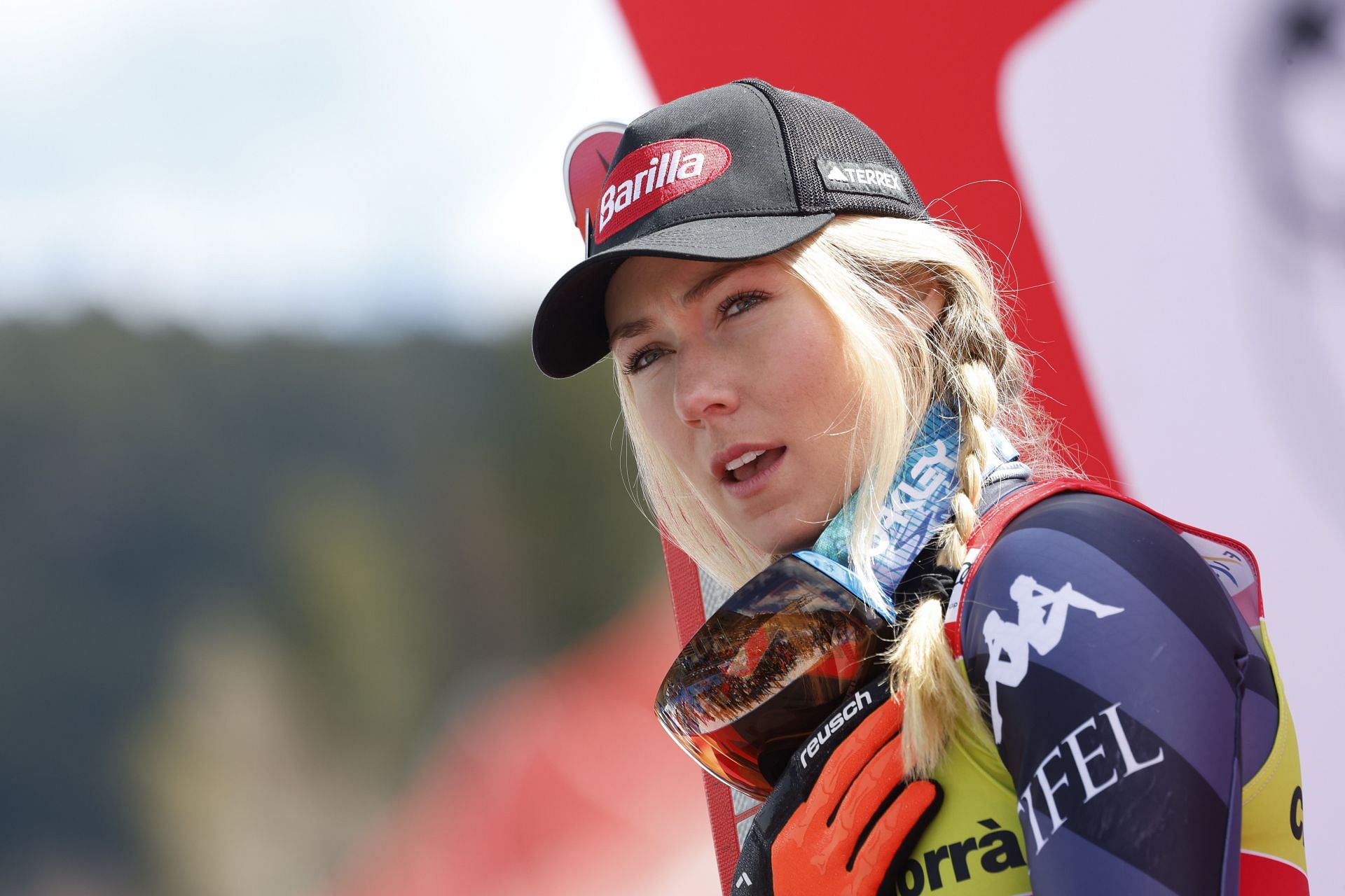 Mikaela Shiffrin at Audi FIS Alpine Ski World Cup Finals Women&#039;s Giant Slalom 2023. PHOTO: Getty