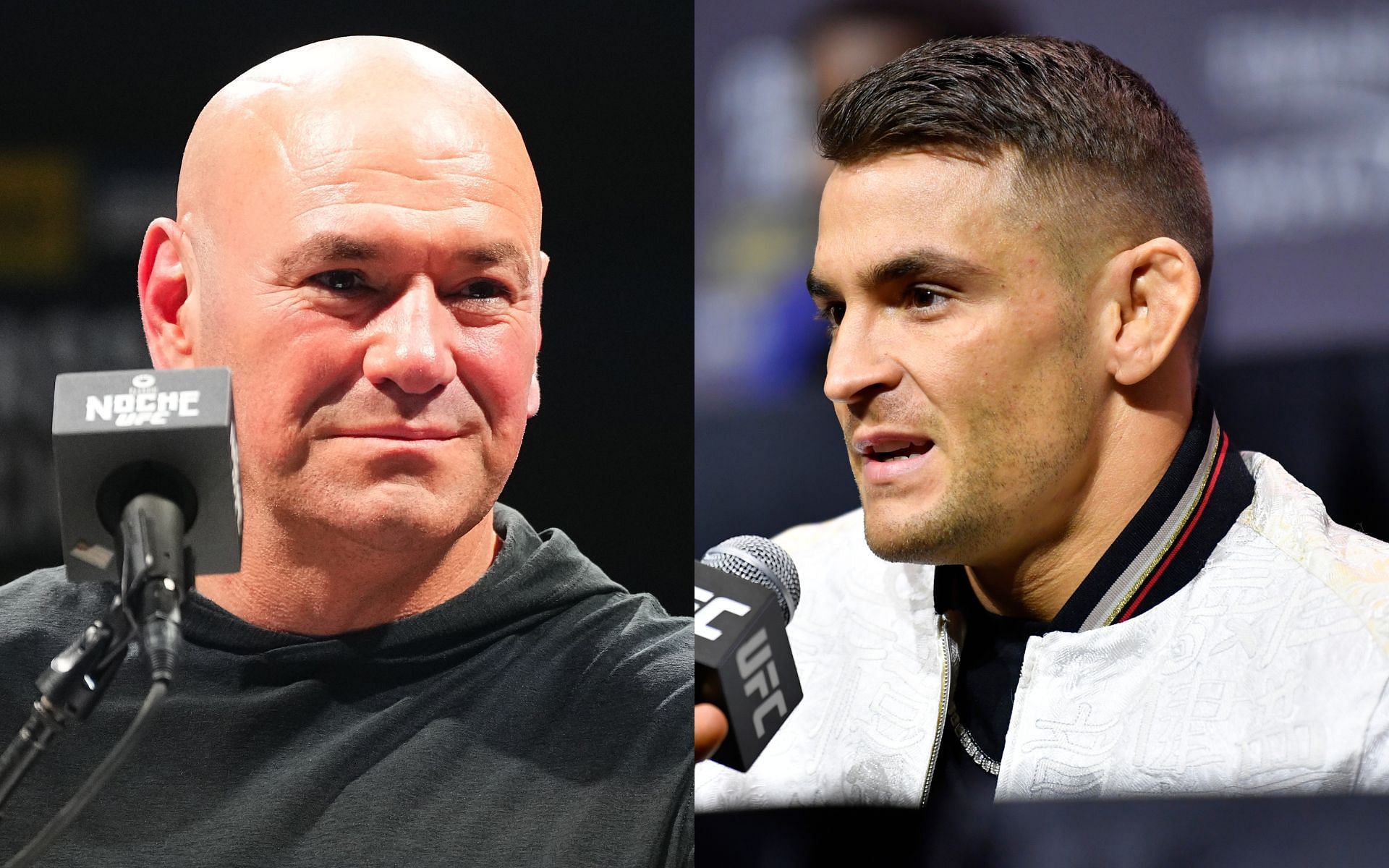 Dana White (left) was accused of being biased toward Michael Chandler by Dustin Poirier (right) [Images courtesy: Getty Images]